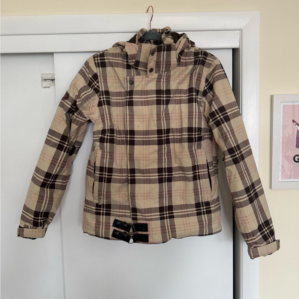 Burton Plaid Ski Jacket - Beige and Brown